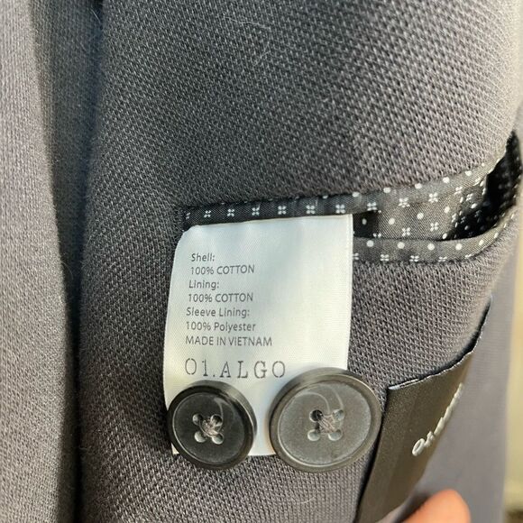 01.Algo Mens Navy Blazer 2 Button Double Vent 100% Cotton - Picture 10 of 11